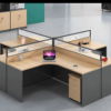 Modern 4-way curved workstation