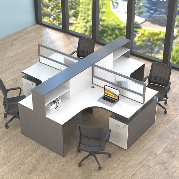 4 Way L Shaped Partition Workstation