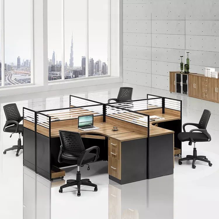 4 Way L Shaped Partition Workstation